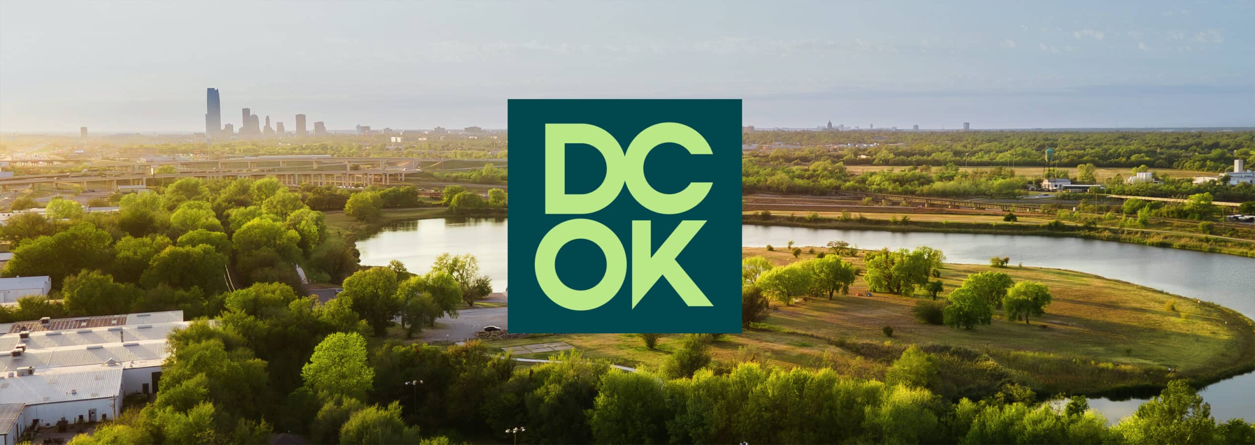 The Del City logo over a photograph of the municipal area.