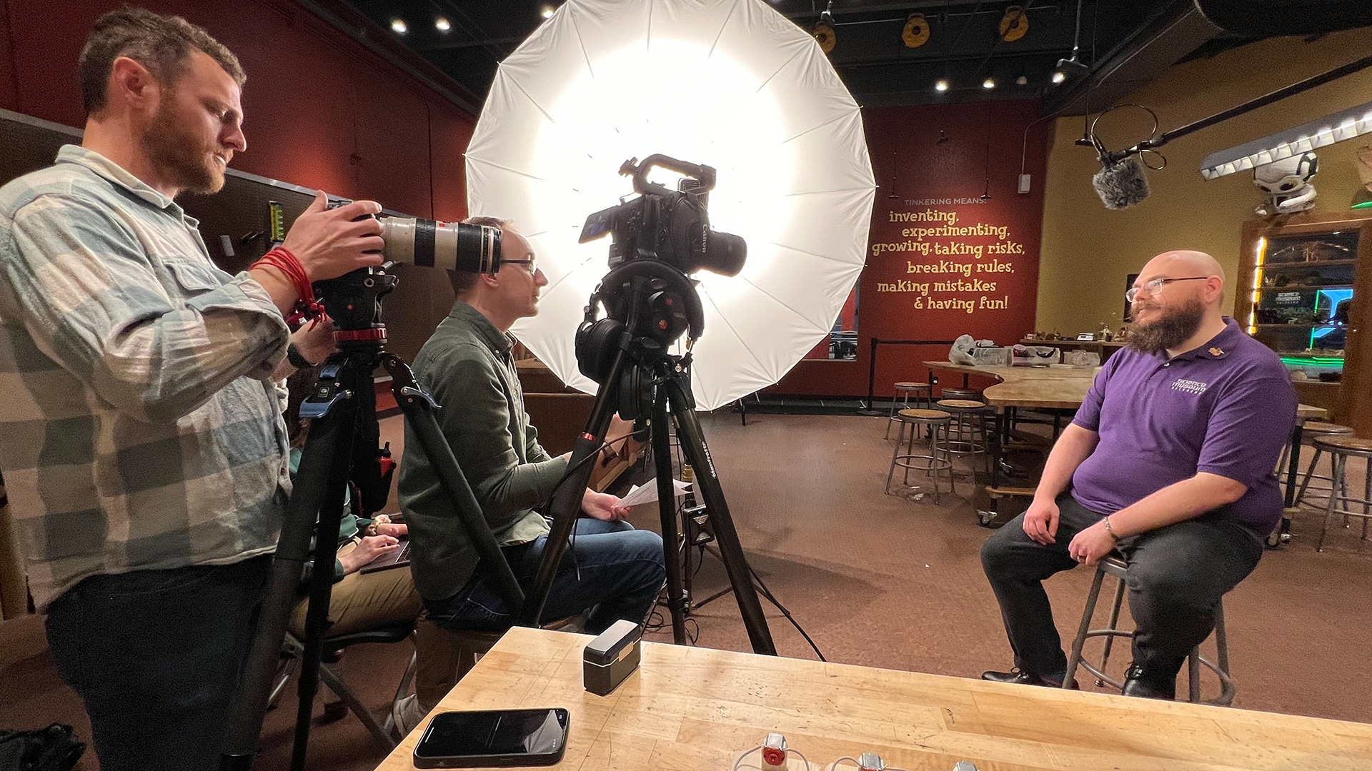 The Koch Comm team interviewing a key stakeholder for Science Museum Oklahoma.