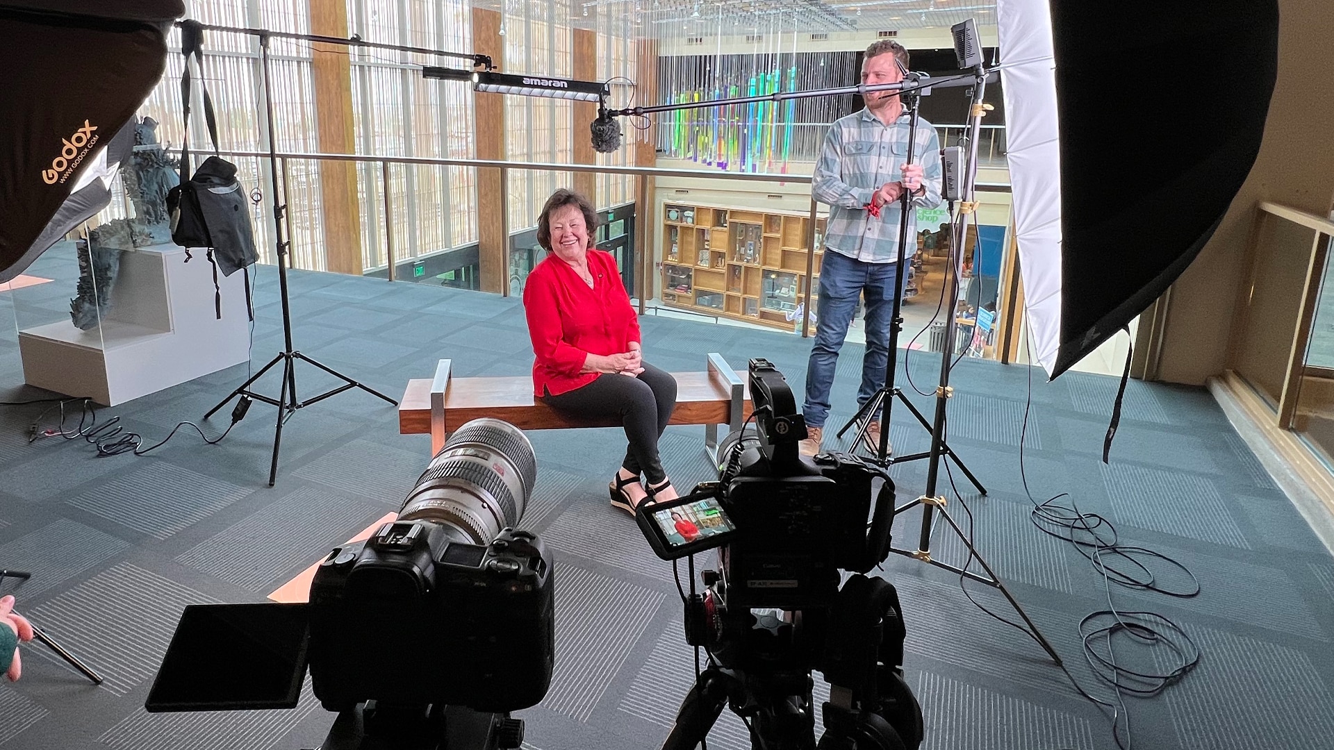The Koch Comm team interviewing a key stakeholder for Science Museum Oklahoma.
