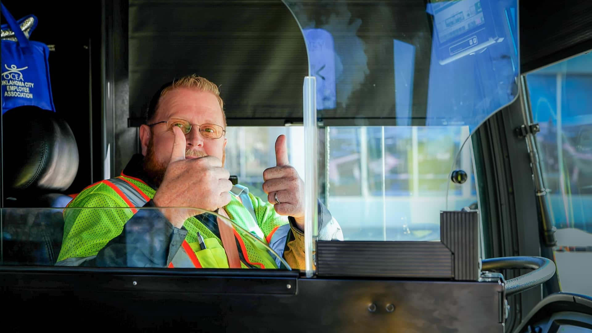 EMBARK RAPID bus driver on his route.