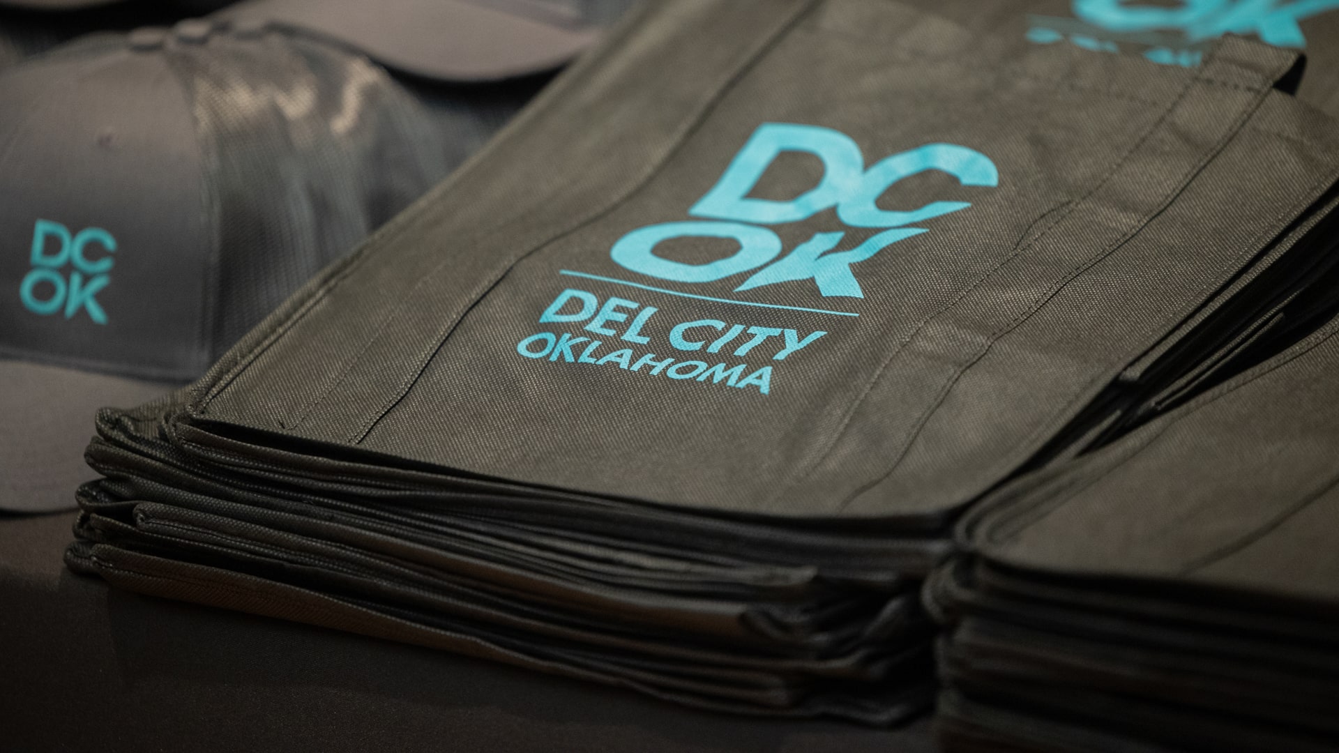 Tote bags utilizing the new Del City branding.