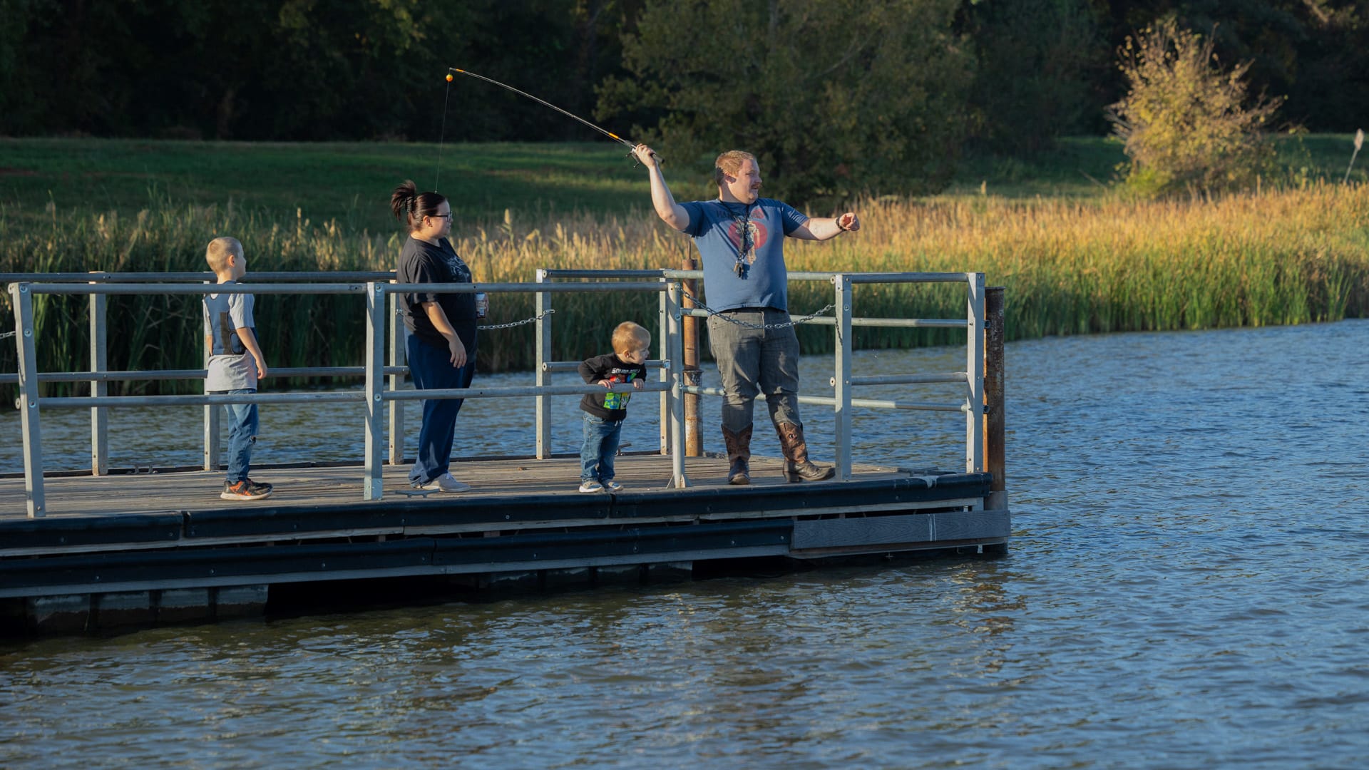 A resident family fishing in Del City.
