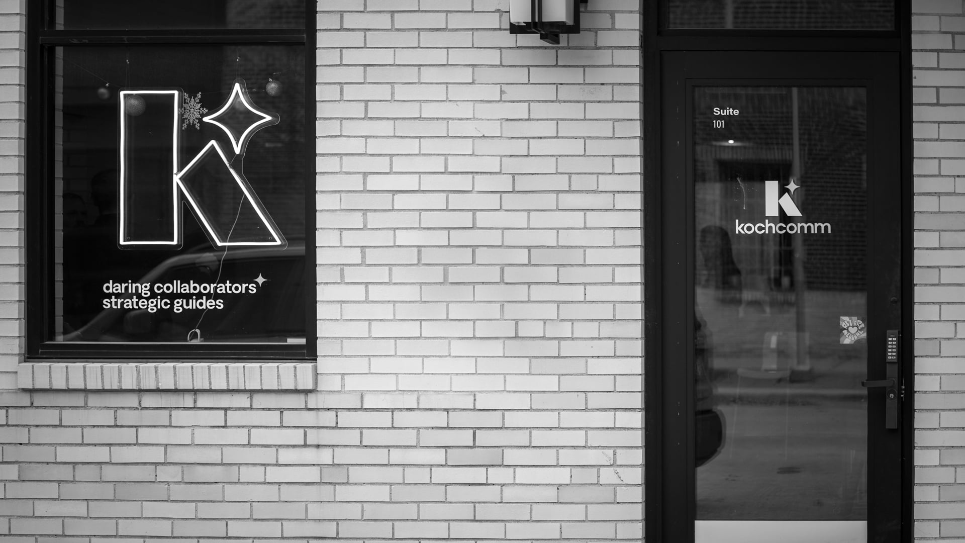 The entrance to Koch Comm's building on Lee Ave.