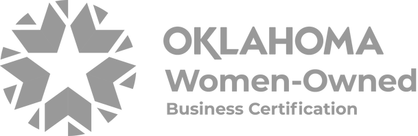 A badge representing the certification of a business as Women Owned by the state of Oklahoma.
